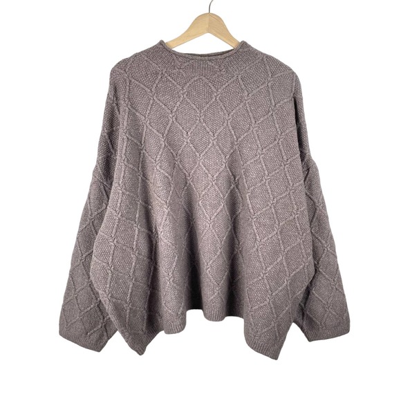 Old Navy Brown Cable Knit Diamond Stitch Chunky Sweater 4X Minimalist - Picture 1 of 6